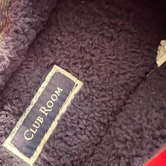 MEN'S CLUB ROOM SLIPPERS SIZE 6-7 & 8-9 SHEPRA LINED  BLUE GREEN PLAID UNISEX - Picture 4 of 9